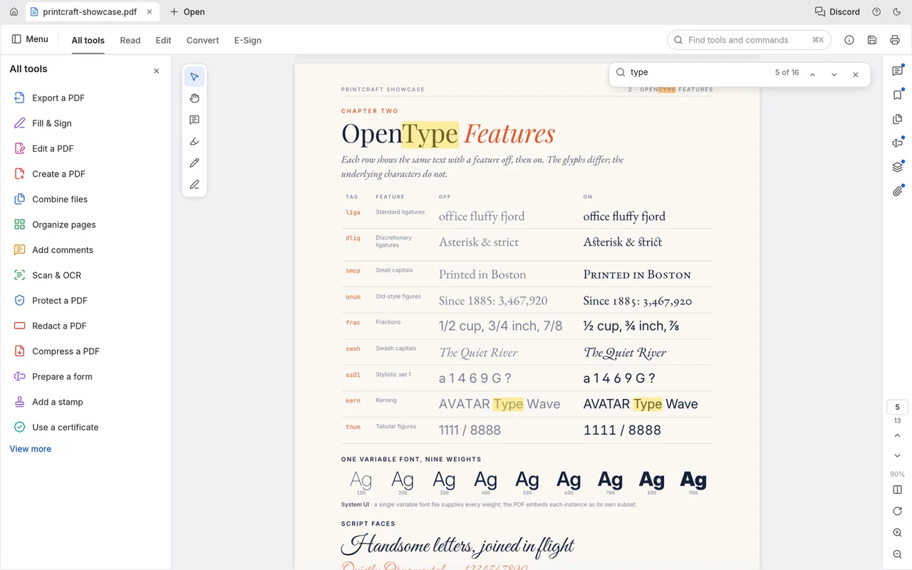 PdfCraft text search results in the historical PrintCraft showcase.